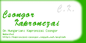 csongor kapronczai business card